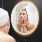 Extra Large Round LED Bathroom Mirror with Anti-Fog, Dimmable Lights, and Touch Sensor