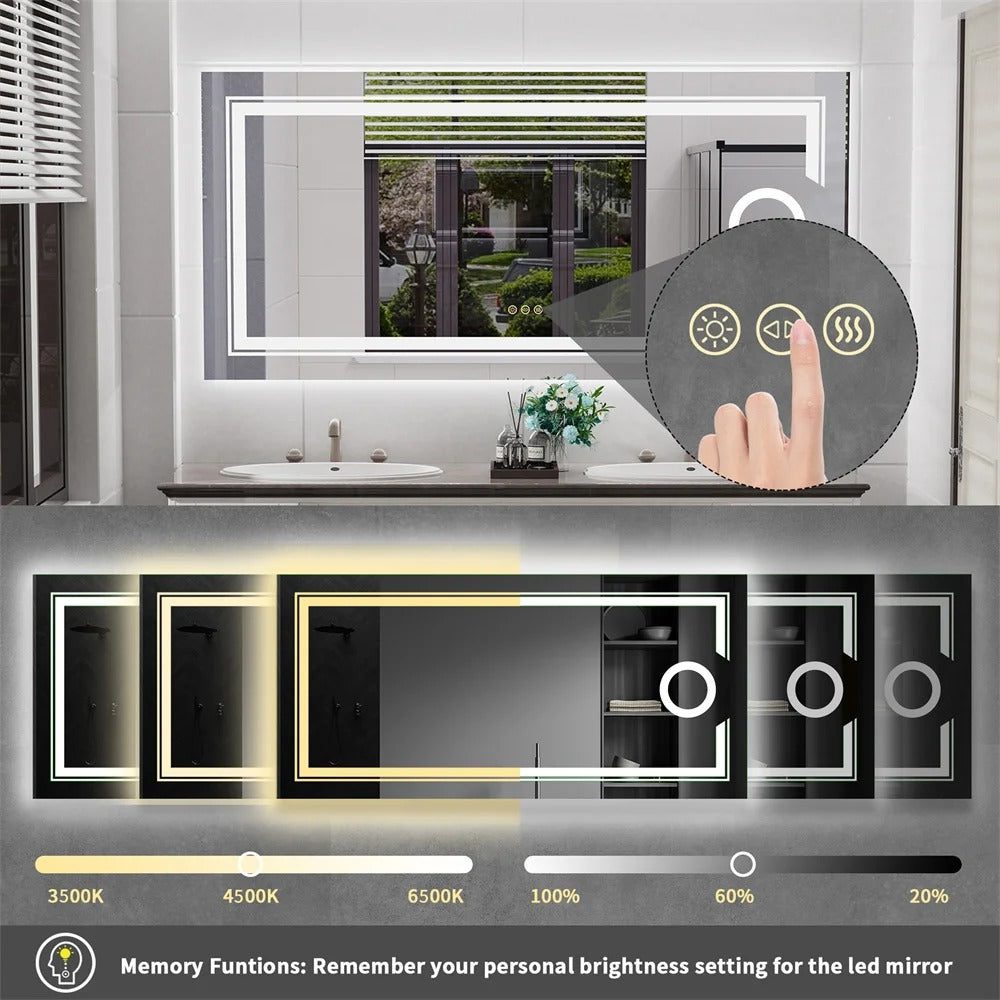 30"x60" LED Mirror with 3X Magnifying, Anti-Fog, and Dimmable Lighting - Bluetooth Mirrors | LightMirror.in 30"x60" LED Mirror with 3X Magnifying, Anti-Fog, and Dimmable Lighting - Bluetooth Mirrors | LightMirror.in
