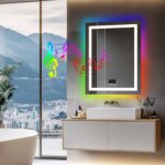 Rectangle Smart RGB LED Bathroom Mirror with Bluetooth Speaker, Anti-Fog, and Dimmable Lighting