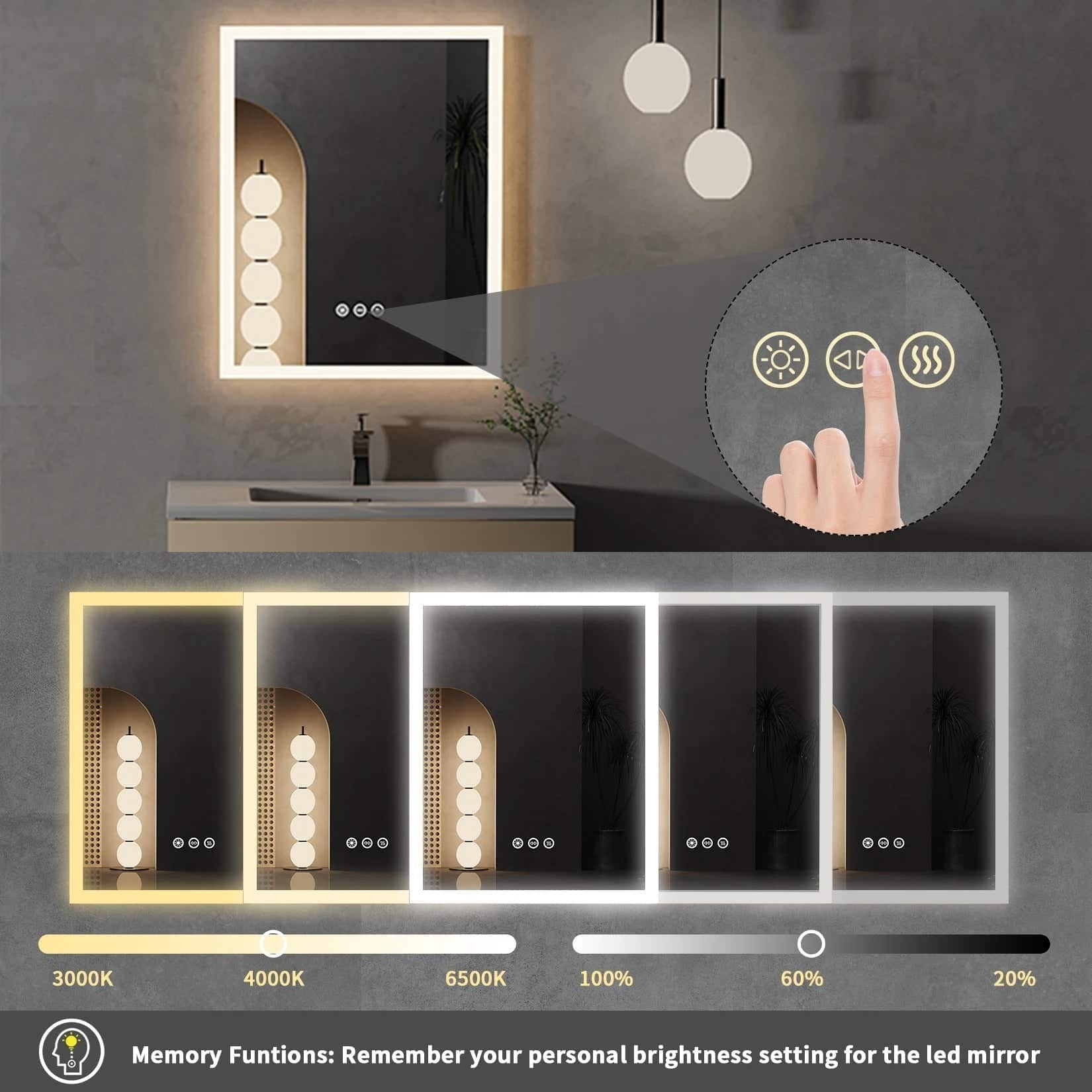 20x30 Inch Rectangular LED Bathroom Mirror – Anti-Fog, Dimmable, and Touch Controls - Bluetooth Mirrors | LightMirror.in 20x30 Inch Rectangular LED Bathroom Mirror – Anti-Fog, Dimmable, and Touch Controls - Bluetooth Mirrors | LightMirror.in
