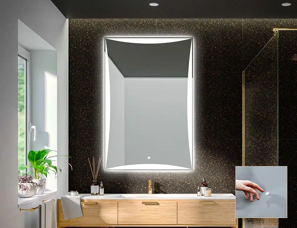 Aevar Rectangle LED Mirror - Customizable Size & Dimmable Lighting Aevar Rectangle LED Mirror - Customizable Size & Dimmable Lighting