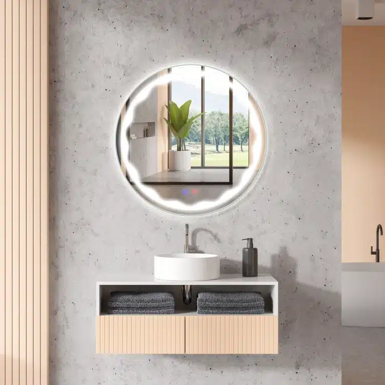Alcott Round LED Mirror | Touch Dimmable 3-Light Vanity - Bathroom Mirror | LightMirror.in Alcott Round LED Mirror | Touch Dimmable 3-Light Vanity - Bathroom Mirror | LightMirror.in