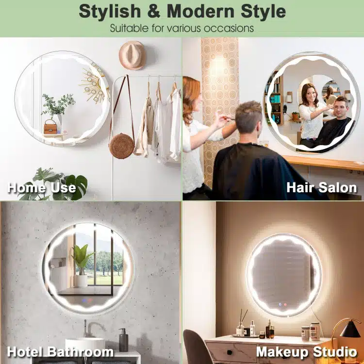 Alcott Round LED Mirror | Touch Dimmable 3-Light Vanity - Bathroom Mirror | LightMirror.in Alcott Round LED Mirror | Touch Dimmable 3-Light Vanity - Bathroom Mirror | LightMirror.in