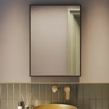 Anakin Wood Framed Rectangle Backlit 3-Color LED Mirror - light mirror | LightMirror.in