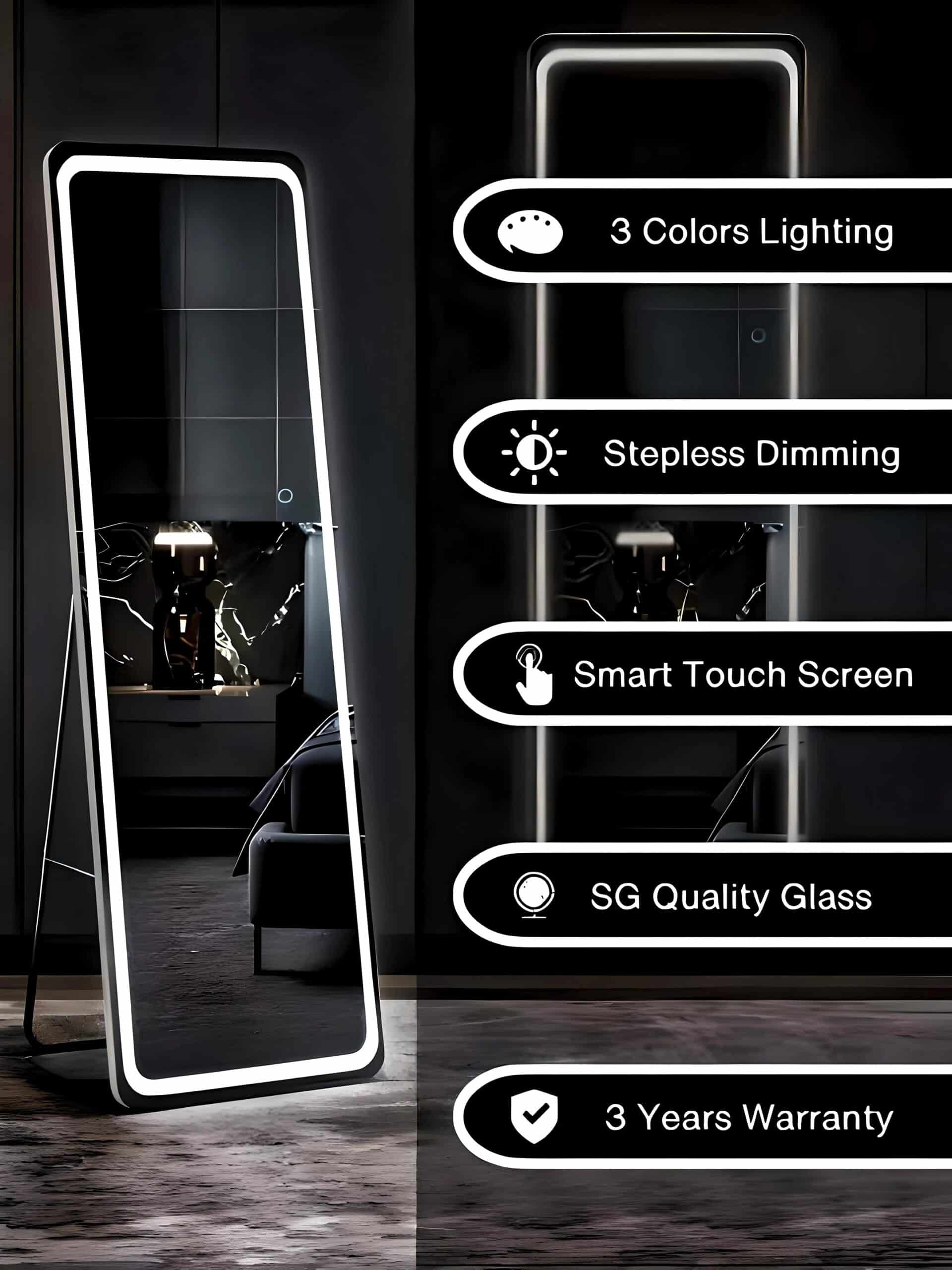 Trendy Standing LED Mirror - HD Imported Belgium Glass - Framed LED Mirror | LightMirror.in Trendy Standing LED Mirror - HD Imported Belgium Glass - Framed LED Mirror | LightMirror.in