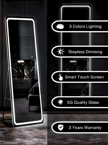 Trendy Standing LED Mirror - HD Imported Belgium Glass - Framed LED Mirror | LightMirror.in