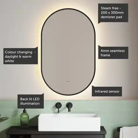 Anakin Framed Capsule Backlit 3-Color LED Mirror - Bathroom Mirror | LightMirror.in Anakin Framed Capsule Backlit 3-Color LED Mirror - Bathroom Mirror | LightMirror.in