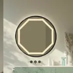 Star-Shaped Olmas LED Round Mirror – Dimmable 3-Light Design