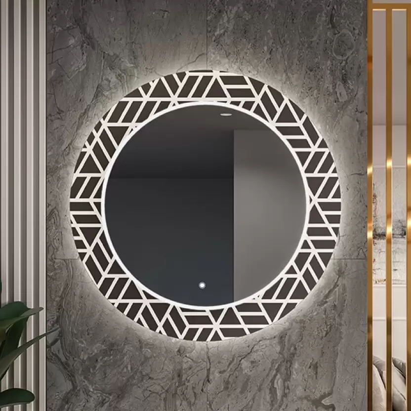 Round Geometric Pattern LED Bathroom Mirror Round Geometric Pattern LED Bathroom Mirror