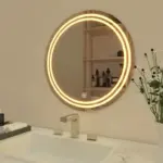 Bartev Round LED Mirror (3 Color Dimmable Touch Lights)