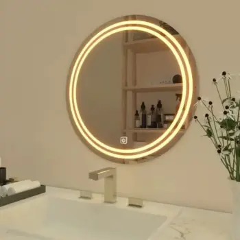 Bartev Round LED Mirror (3 Color Dimmable Touch Lights)