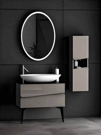 Oval LED Metal Bathroom Mirror - Anodized Finish