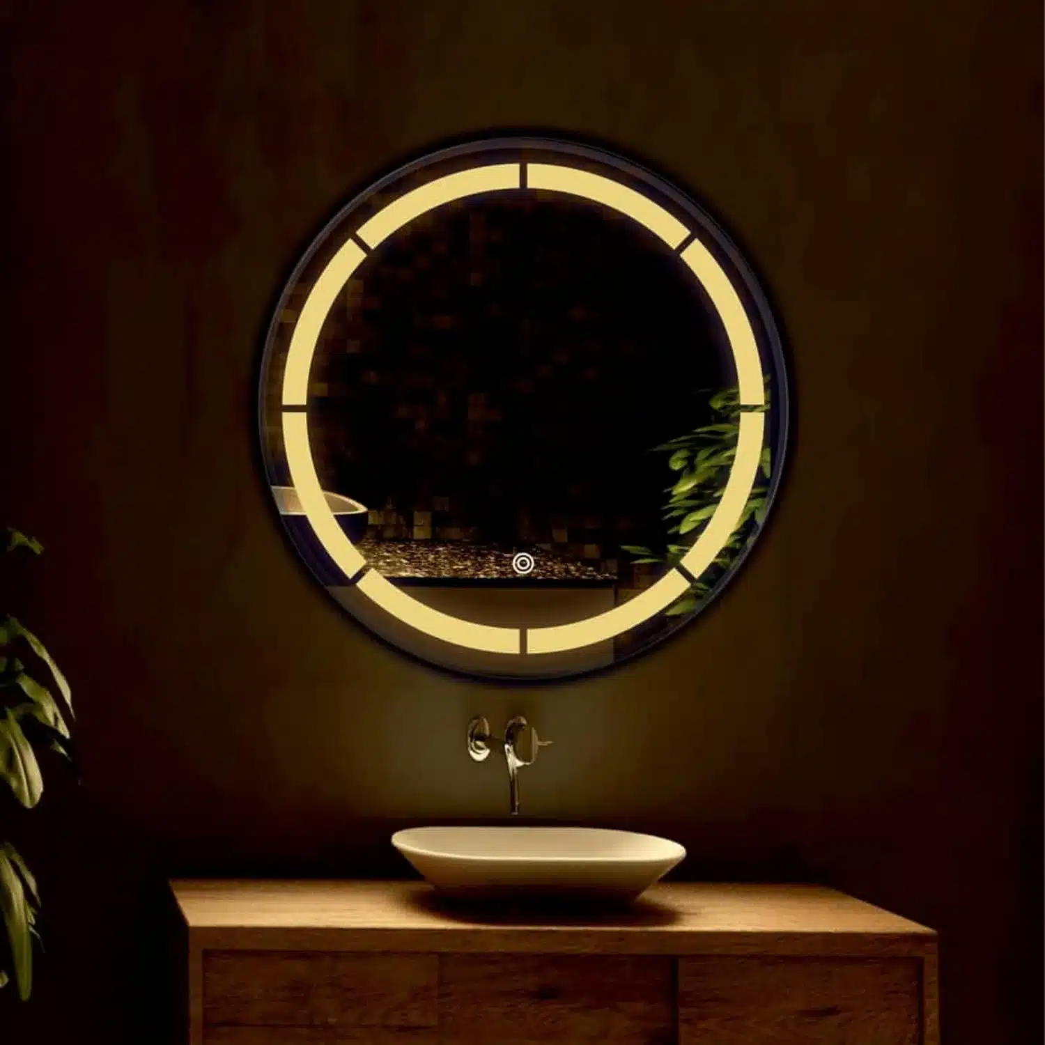 Camyra Round LED Mirror (3 Lights) - Dimmable Vanity Mirror - Bathroom Mirror | LightMirror.in Camyra Round LED Mirror (3 Lights) - Dimmable Vanity Mirror - Bathroom Mirror | LightMirror.in