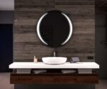 Contemporary Round LED Wall Mirror with Halo Lighting
