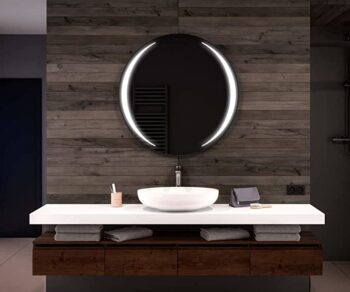 Contemporary Round LED Wall Mirror with Halo Lighting