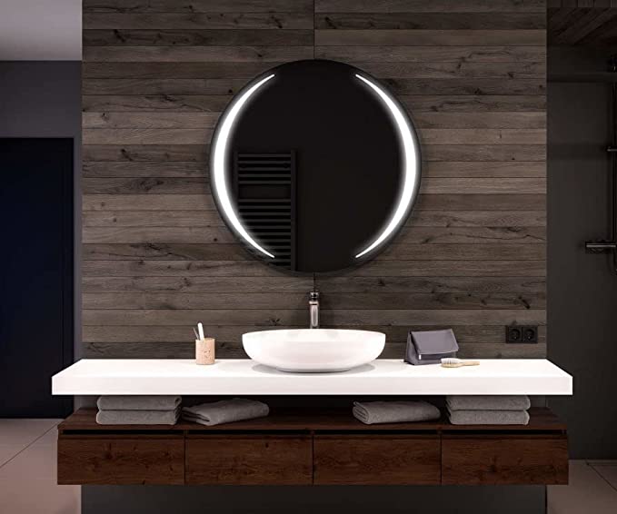 Contemporary Round LED Wall Mirror with Halo Lighting Contemporary Round LED Wall Mirror with Halo Lighting