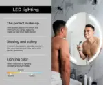 Contemporary Round LED Wall Mirror with Halo Lighting
