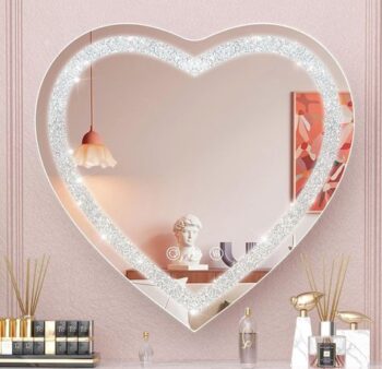 Casmer Crystal Heart 3-Color LED Mirror
