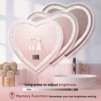Casmer Crystal Heart 3-Color LED Mirror - Crystal Diamond Mirror | LightMirror.in