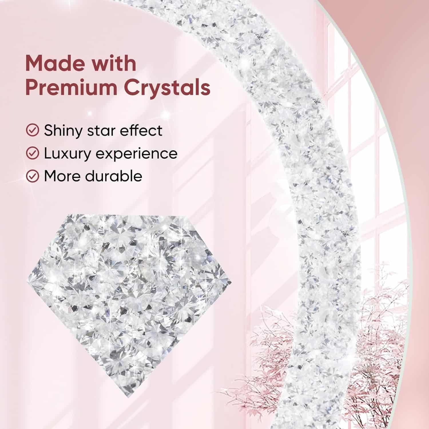 Casmer Crystal Heart 3-Color LED Mirror - Crystal Diamond Mirror | LightMirror.in Casmer Crystal Heart 3-Color LED Mirror - Crystal Diamond Mirror | LightMirror.in
