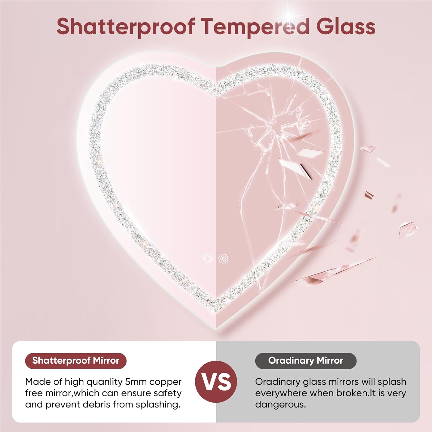 Casmer Crystal Heart 3-Color LED Mirror - Crystal Diamond Mirror | LightMirror.in Casmer Crystal Heart 3-Color LED Mirror - Crystal Diamond Mirror | LightMirror.in