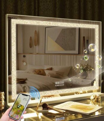 Casmer Crystal Rectangle 3-Color LED Mirror - Crystal Diamond Mirror | LightMirror.in