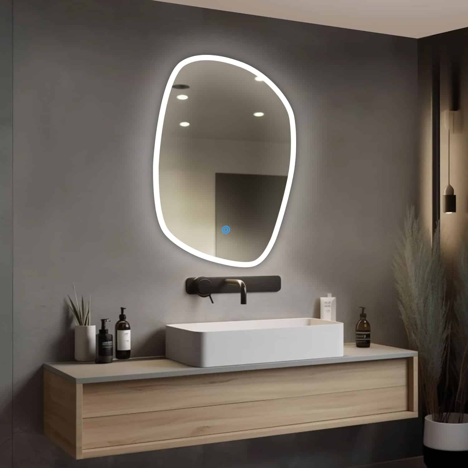 Asymmetrical Oval LED Wall Mirror Asymmetrical Oval LED Wall Mirror