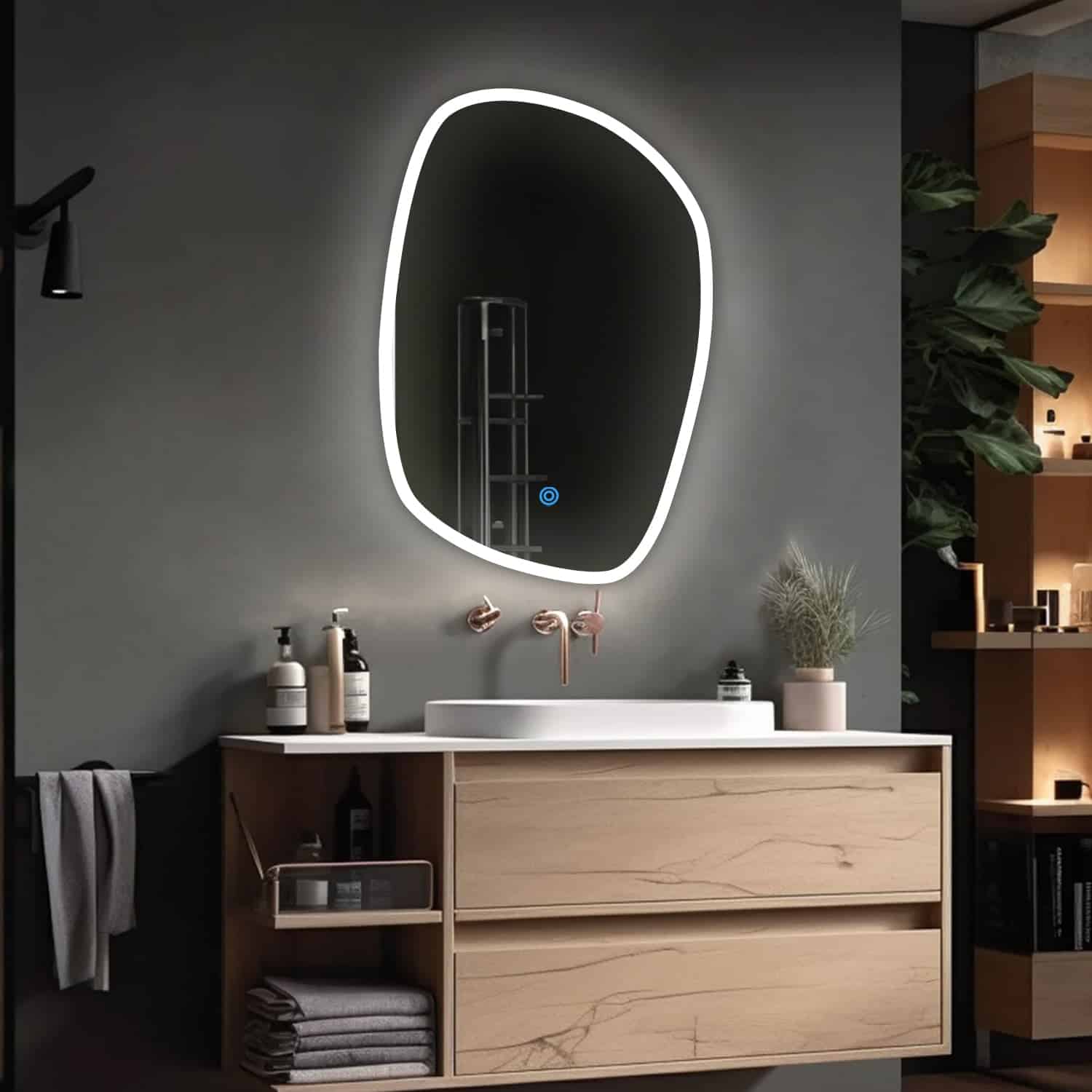 Natural Edge Glow LED Bathroom Mirror - Oval Natural Edge Glow LED Bathroom Mirror - Oval
