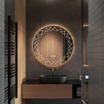 A beautifully designed round LED mirror for home decor