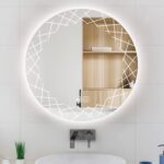 A beautifully designed round LED mirror for home decor