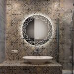 A beautifully designed round LED mirror for home decor