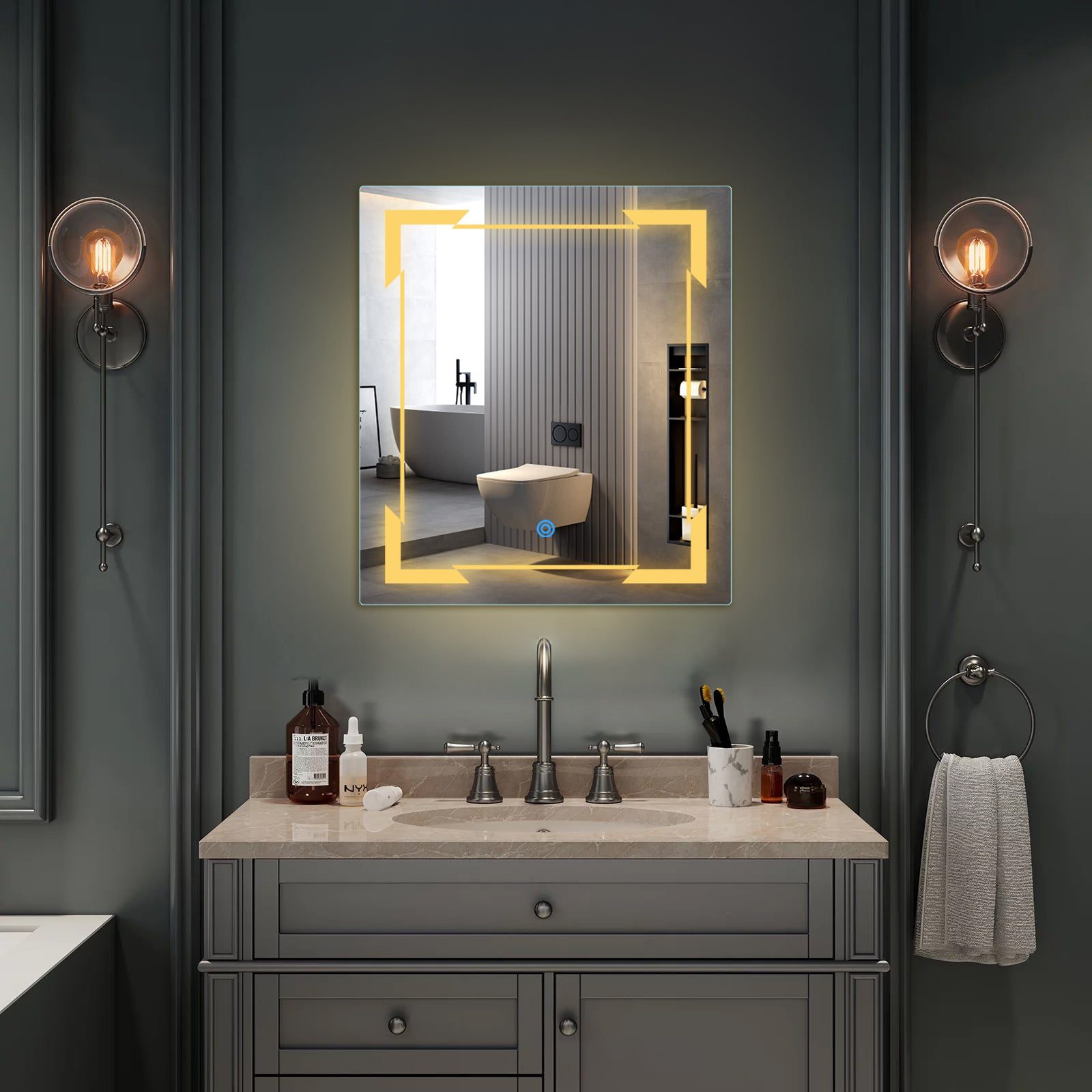 Cutedgecornerglowledmirrorforbathroom Warmwhitelight Rectangular 1.jpeg | LightMirror.in Cutedgecornerglowledmirrorforbathroom Warmwhitelight Rectangular 1.jpeg | LightMirror.in