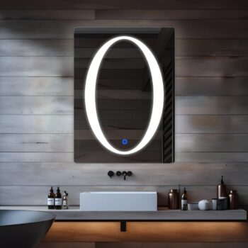 Elliptical Moon Shine LED Bathroom Mirror - Natural White Light - Rectangular