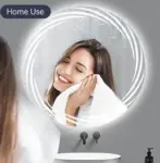 Designer Round LED Mirror with Multi-Line Light Frame