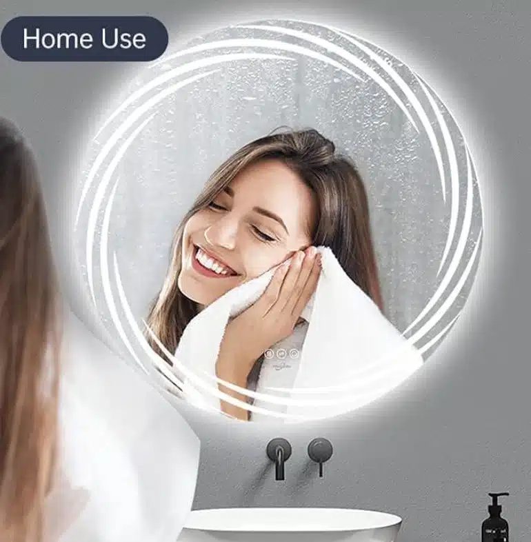 Custom LED bathroom mirror with stylish and functional lighting Custom LED bathroom mirror with stylish and functional lighting