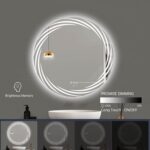 Designer Round LED Mirror with Multi-Line Light Frame