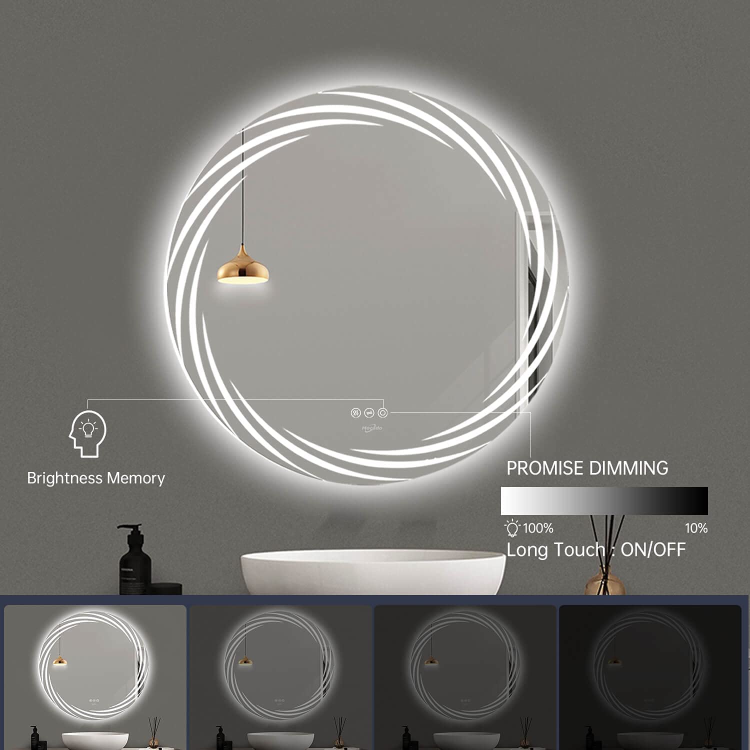 Erio Round LED Mirror (Modern Illuminated Bathroom & Vanity) - Bathroom Mirror | LightMirror.in Erio Round LED Mirror (Modern Illuminated Bathroom & Vanity) - Bathroom Mirror | LightMirror.in