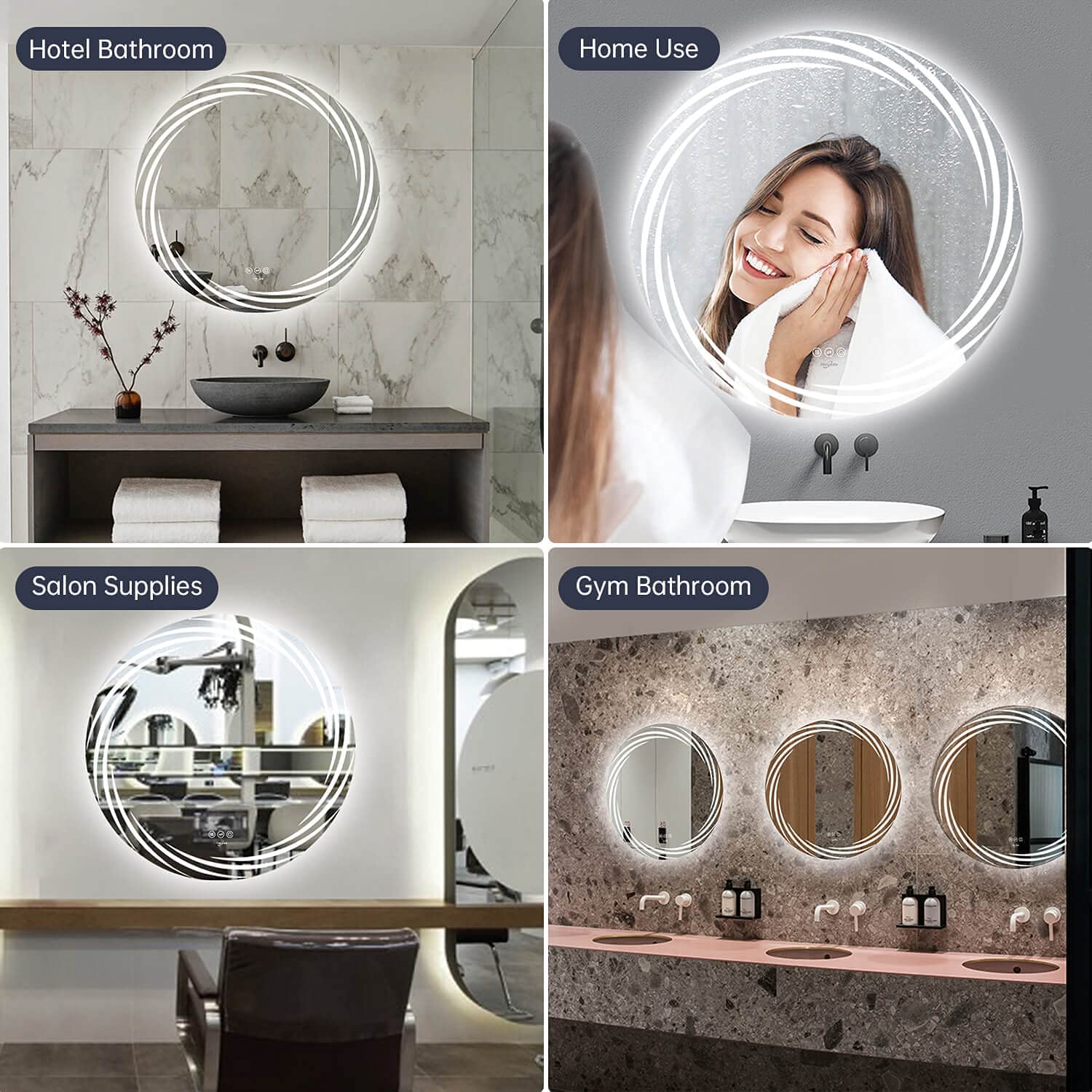 Joshwa Round LED Bathroom Mirror (3 Color Dimmable, Touch Control) - Bathroom Mirror | LightMirror.in Joshwa Round LED Bathroom Mirror (3 Color Dimmable, Touch Control) - Bathroom Mirror | LightMirror.in