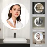 Franciska Round LED Mirror | 3-Light Dimmable Wall Vanity
