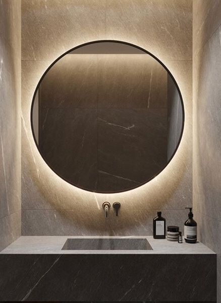 Circular Backlit LED Mirror | Black Frame | Modern Bathroom Design | Lightmirror.in Circular Backlit LED Mirror | Black Frame | Modern Bathroom Design | Lightmirror.in