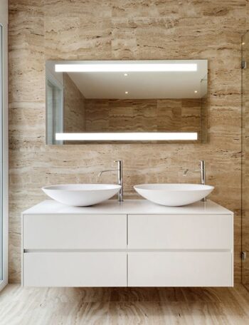 Horizontal LED Mirror – White , Contemporary Wall Mirror