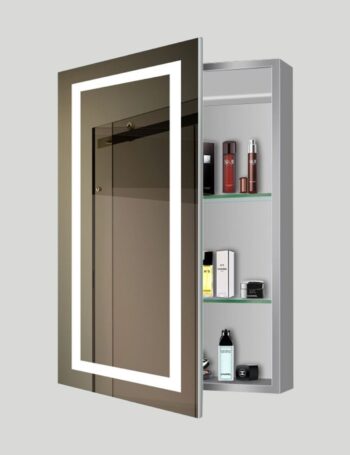 LED mirror cabinet in a modern bathroom