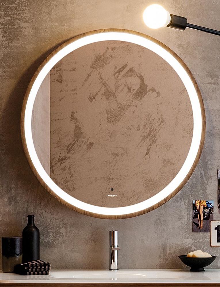 LED Mirror with Wooden Frame LED Mirror with Wooden Frame