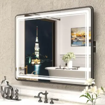 Gerland Black Frame LED Mirror | 3-Tone Rectangular Vanity - Framed LED Mirror | LightMirror.in