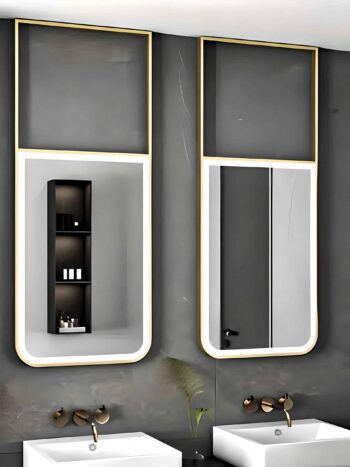 Lumen Half Rectangular LED Metal Mirror - Anodized & Waterproof - Bathroom Mirror | LightMirror.in