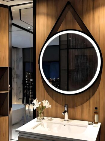 Round Hanging LED Metal Belt Mirror - Black, Gold, Rose Gold,Silver