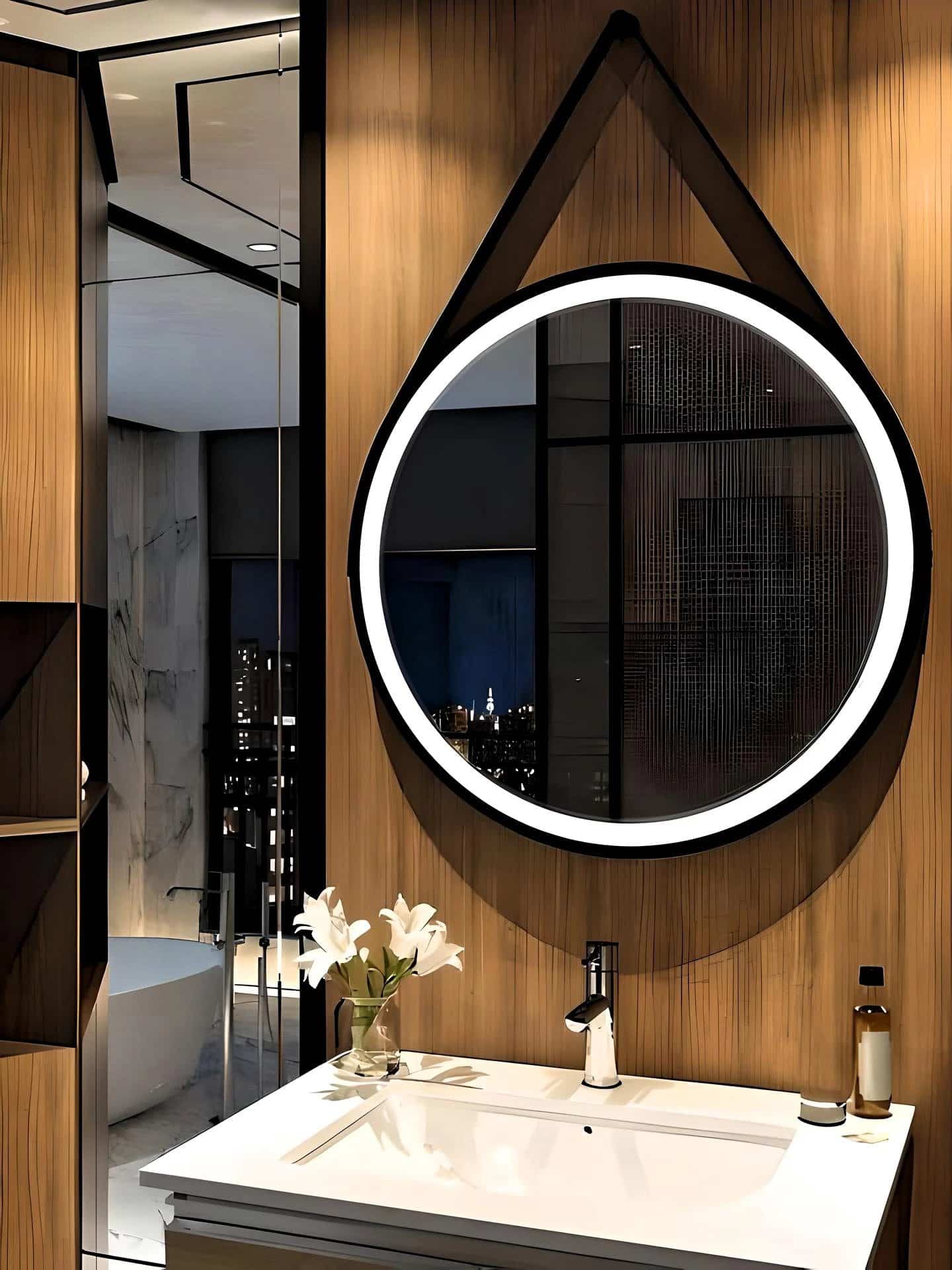 Round Hanging LED Metal Belt Mirror - Black, Gold, Rose Gold,Silver Round Hanging LED Metal Belt Mirror - Black, Gold, Rose Gold,Silver