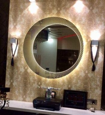 Haskin Round Designer LED Mirror (Adjustable Light, Premium Finish)