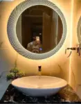 Haskin Round Designer LED Mirror (Adjustable Light, Premium Finish)