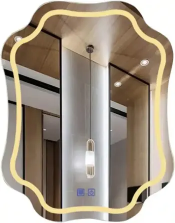 Designer Irregular LED Wall Mirror with Warm Glow Border